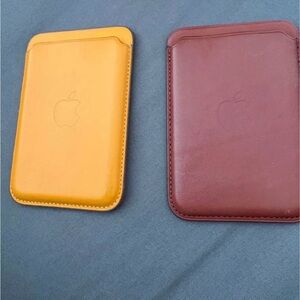 Apple Leather wallet in Mustard and Mahogany